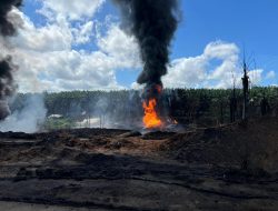 Polsek Keluang Dan Unit Pidsus Polres Muba Amankan Pemilik Sumur  ilegal Yang Terbakar